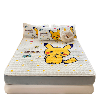 皮卡丘牛奶绒加厚珊瑚绒床笠