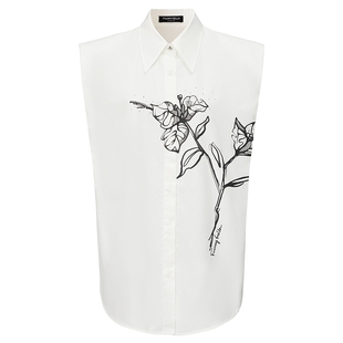 【100棉】FF仿佛衬衫2025年夏季新款手绘印花白色设计感气质上衣