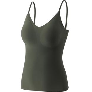 吊带背心带胸垫夏季薄款白色一体式无痕美背内衣女士内搭打底外穿