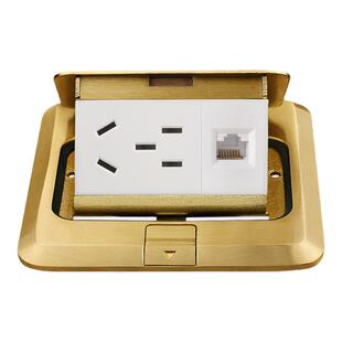 隐藏式全铜地插防水千兆网络地板插座地面五孔带电脑六类网线地插