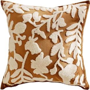 法式奶油风抱枕套中古风棕色靠垫美拉德床上靠枕客厅沙发靠背含芯