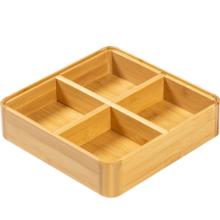 干果盘四宫格零食收纳盒客厅家用点心水果盘带盖分格糖果陶瓷盘子