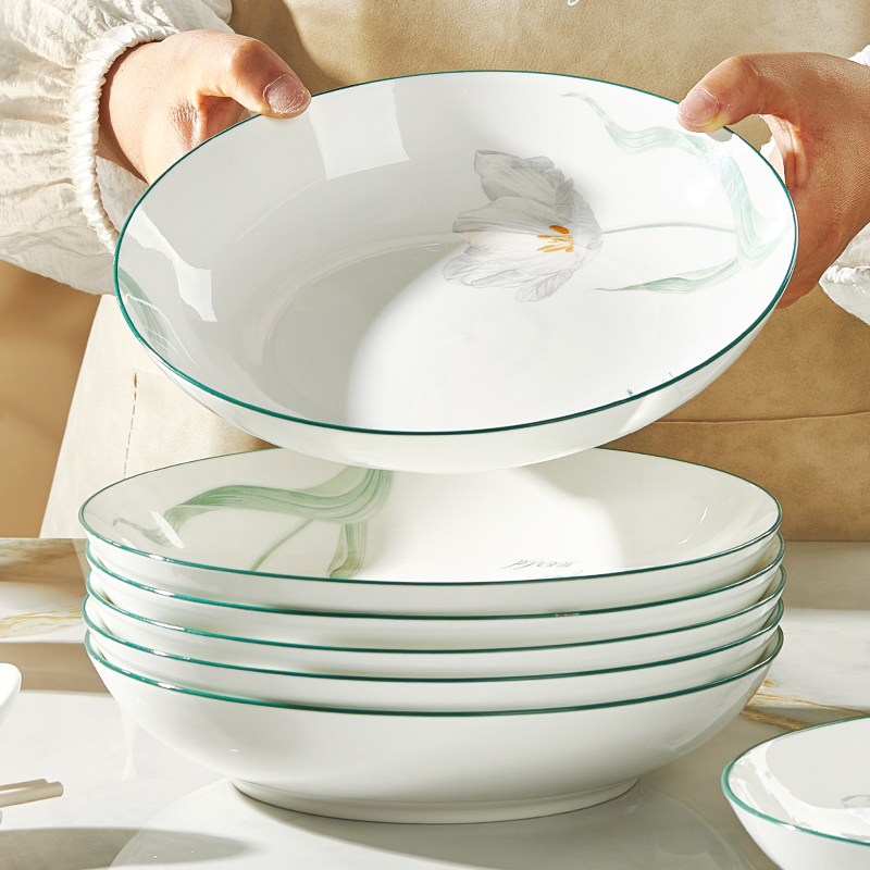 盘子家用菜盘2025新款釉下彩陶瓷餐具小清新饭碗菜盘圆盘方盘组合