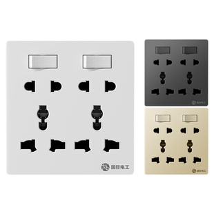 86型多功能二开十孔插座带开关多用6六孔8八孔10十孔墙壁家用面板
