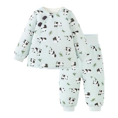 发热保暖婴儿夹棉家居服套装