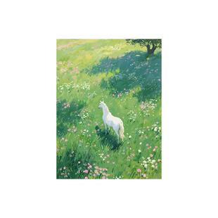 绿野白马梦的栖处diy数字油画手绘填充丙烯高级感客厅摆件装饰画