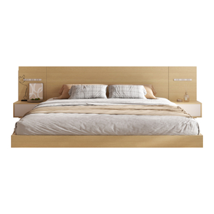 悬浮床现代简约1.8米家用双人主卧原木风家具日式榻榻米悬空床铺