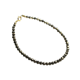 Ciel原创手工天然黄铜矿手链3mm极细切面手串脚链女项链闪闪情侣