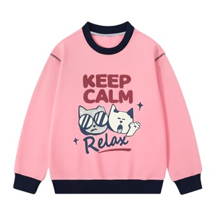 EBAER儿童圆领卫衣2026春秋新款男童女童套头运动休闲全棉上衣潮