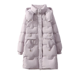 平湖新款鹅绒羽绒服女中长款2025新款小个子加厚高级感冬季外套潮