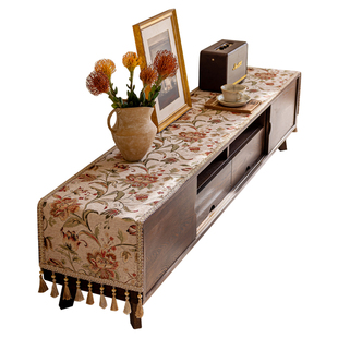 轻奢高级感电视柜餐边柜台面保护垫布长条桌布电视柜防尘盖布遮丑