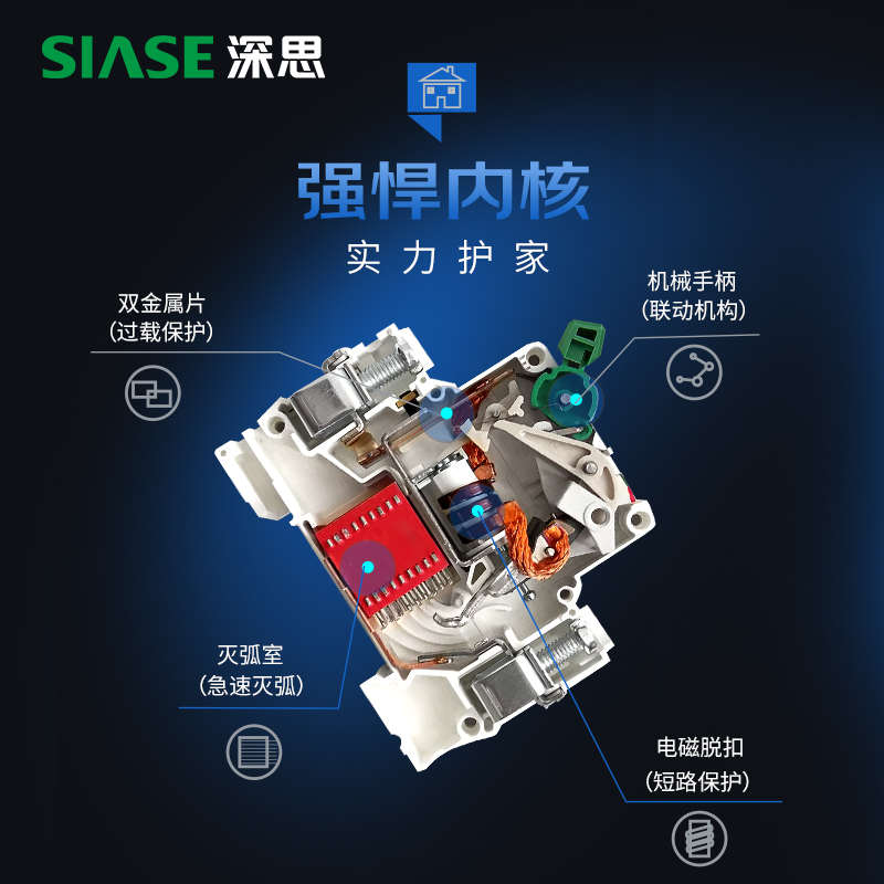 深思空气开关家用1P+N2P漏保断路器63A总空开电闸带漏电保护
