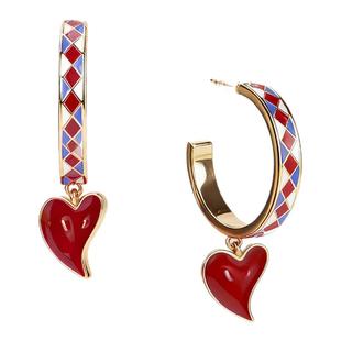 黄龄同款LAZYSURI珐琅彩爱心耳环耳饰女耳坠新年红色饰品女生礼物