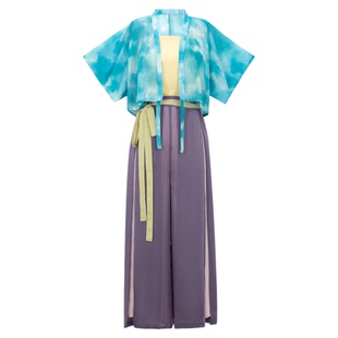 花朝记｜月夜海｜唐制汉服元素唐背子宋裤吊带晕染撞色日常夏清凉