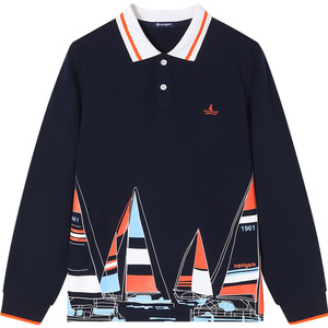 Navigare意大利小帆船儿童POLO衫2025年春秋新款男童长袖T恤上衣