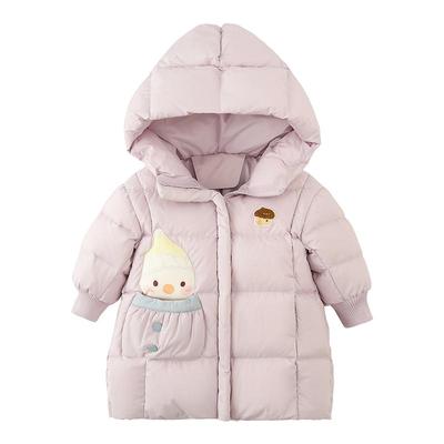 女童卡通中长款可爱羽绒服
