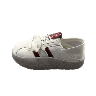 真皮圆头系带厚底增高面包鞋休闲鞋女2026年春款防滑松糕底板鞋