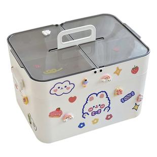 药盒家用医药箱可爱桌面收纳箱家庭药品收纳盒分隔药盒药箱医疗箱