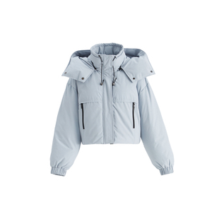 OBEG欧碧倩工装夹克式连帽短款羽绒服女冬休闲面包服外套10484083