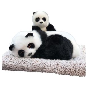 汽车活性炭可爱毛绒仿真一对母子熊猫狗狗摆台情侣车载竹炭狗摆件