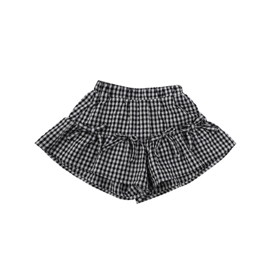 夏生女童蝴蝶结棋盘格短裤
