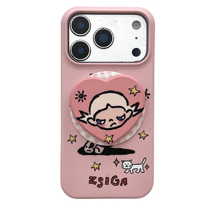 kaia 韩系ins粉爱心嘎子姐星星适用苹果17promax手机壳iphone16pro新款15女16pro磁吸支架15pro防摔硬手机套