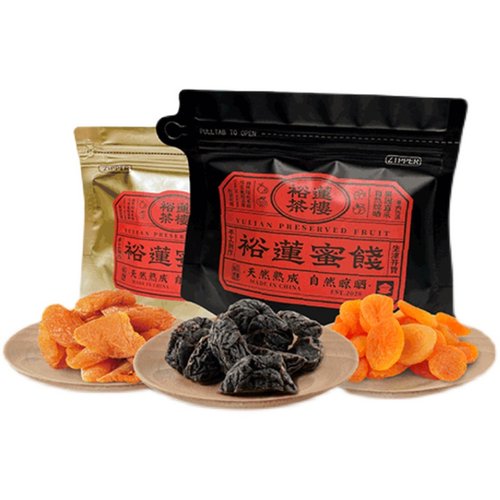 裕莲茶楼 自然晾晒酸甜金桔蜜桃青梅黄金杏李子蜜饯果脯果干零食