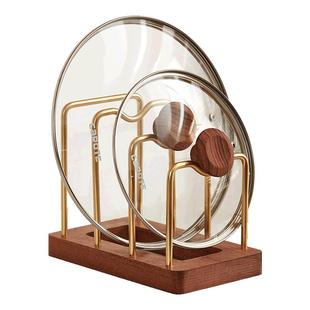 实木锅盖架免打孔家用厨房台面菜板放置架大锅盖收纳架案板置物架