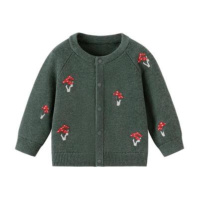babylove婴幼儿针织外套秋冬刺绣外出保暖开衫百搭男女宝宝毛衣