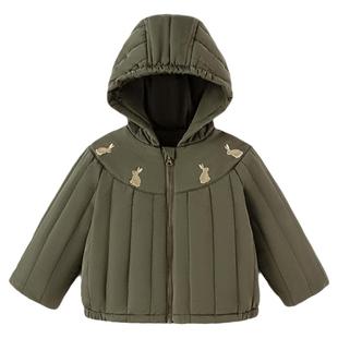 【清仓】babylove宝宝夹棉上衣冬季连帽保暖外套儿童刺绣棉袄棉服