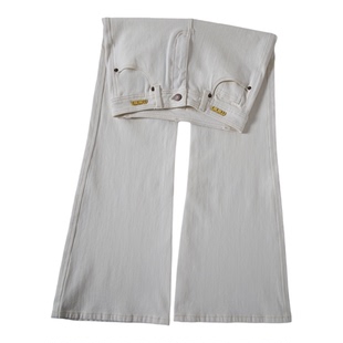 四面弹垂感白色直筒微喇牛仔裤女2026春季新款不贴腿喇叭裤超模裤