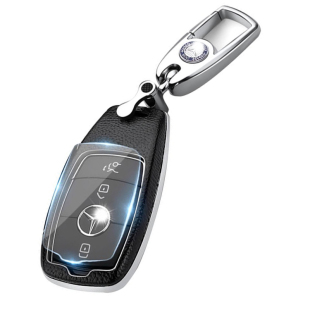 适用于奔驰钥匙套GLC C260L E300L A200 E级真皮钥匙包扣按键全包