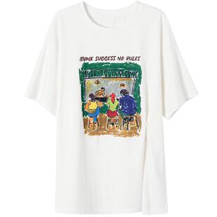 【手绘艺术】OSA欧莎夏日多巴胺穿搭中长款设计感小众短袖t恤女夏