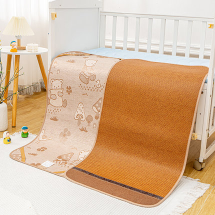 儿童凉席夏季婴儿床藤席冰丝双面席子定制幼儿园透气吸汗午睡草席