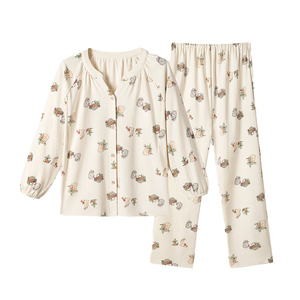 宫熏月子服四季孕妇哺乳圆领睡衣产后家居服怀孕套装待产纯棉产前