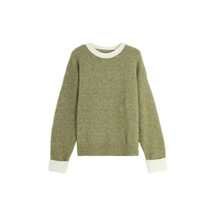 西町村屋毛衣女冬新款学院风百搭撞色圆领针织低领上衣HD8104387