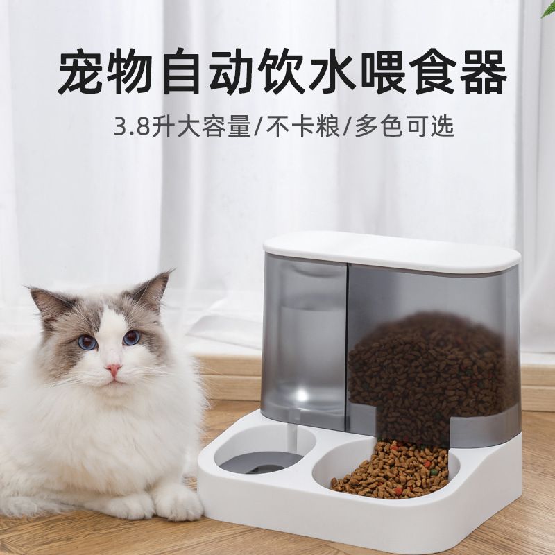 新品 猫咪猫碗小型犬用双碗自动喂食器狗碗自动饮水器宠物组合狗