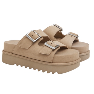 CHARLES&KEITH夏季女鞋CK1-80580158厚底方扣勃肯拖鞋外穿一字拖