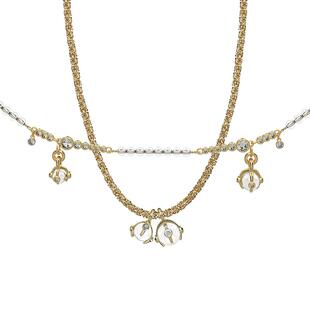 INIZIO 光启系列 白水晶双珠串珠双子项链原创小众设计锁骨链