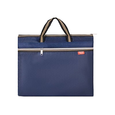 公文包帆布手提袋文件袋大容量加宽拉链袋男士女士通用牛津布带内衬防水会议包商务会议包黑色定可制印logo