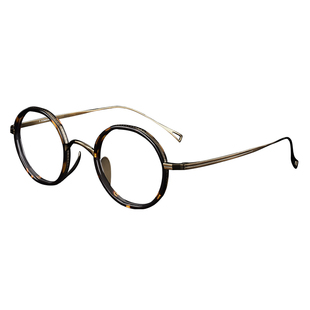 境晰复古圆框纯钛板材眼镜架男士设计师可配高度数近视眼镜框女款