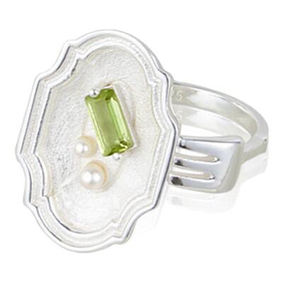 庄园系列｜糖果珍珠餐盘戒指-绿