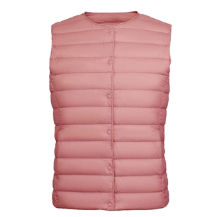 鸭鸭轻薄羽绒服马甲女秋冬季V领基础修身背心内胆鸭绒马夹短外套