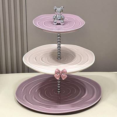 轻奢撞色多层水果陶瓷高值糖果客厅展示架台盘子颜茶几装饰盘甜品