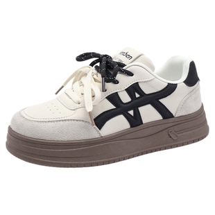 人本板鞋女款2025冬季新款百搭厚底增高设计感爆款休闲运动小白鞋