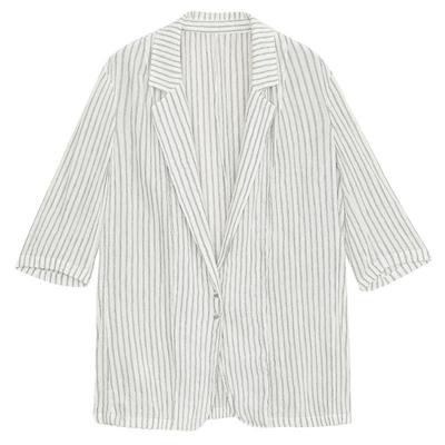 谜底七分袖条纹休闲西装女