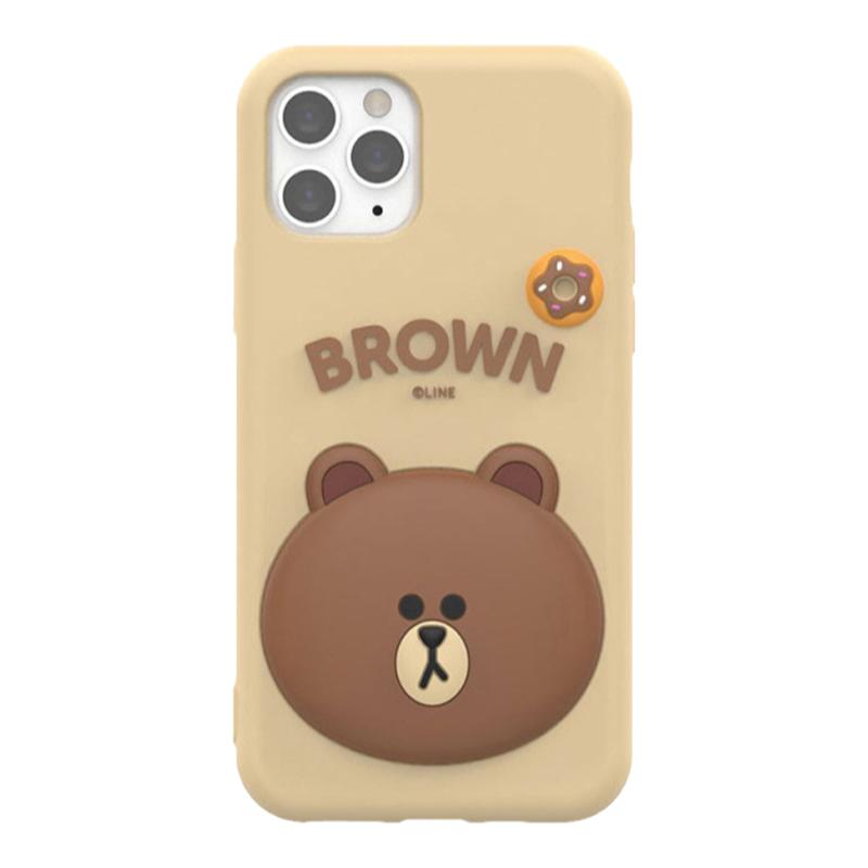 line friends布朗熊苹果13promax硅胶手机壳iPhone12立体11软壳苹果14全包保护套iPhone1