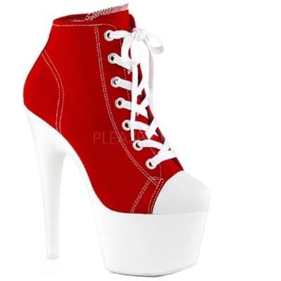 美国pleaser17.8cm荧光帆布短靴