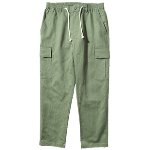 清仓爸爸裤子秋装中老年人男装麻棉休闲裤老爸中年长裤老人工装裤