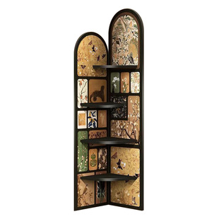 中古墙角转角柜子置物架床头落地摆件装饰书架客厅收纳多层三角柜